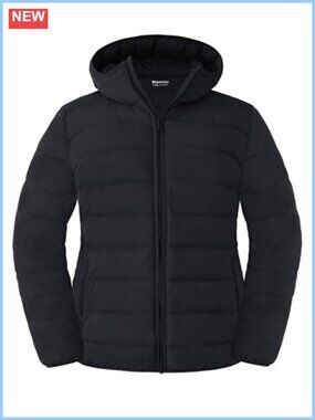 Plus Size Quilted Puffer Jacket Hooded Packable Winter Coat